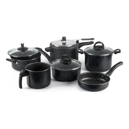 Jogo De Panelas 6 Peças Com Panela De Pressão 4,5l Preto Preto