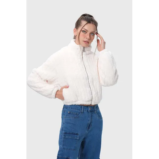 Chaqueta Mujer Tipo Polar Crudo