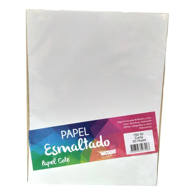 Papel Propalcote Carta Brillante 150 Gr. X 20 Hojas Color Blanco