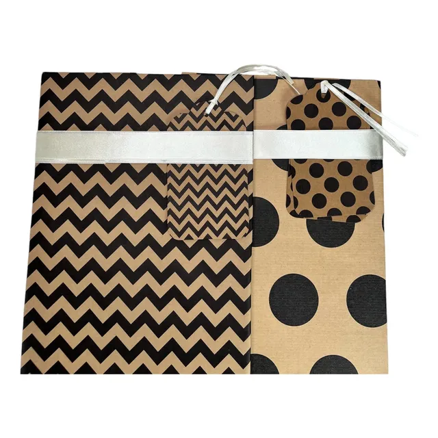 Papel De Regalo Kraft Con Tag Y Cinta Decorativa 3 Set