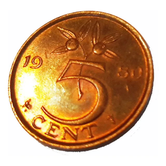 Moneda Holanda, 5 Centavos, 1980.