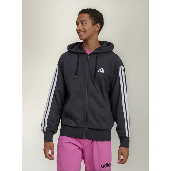 Jaqueta adidas Essentials 3 Stripes Preta E Branca