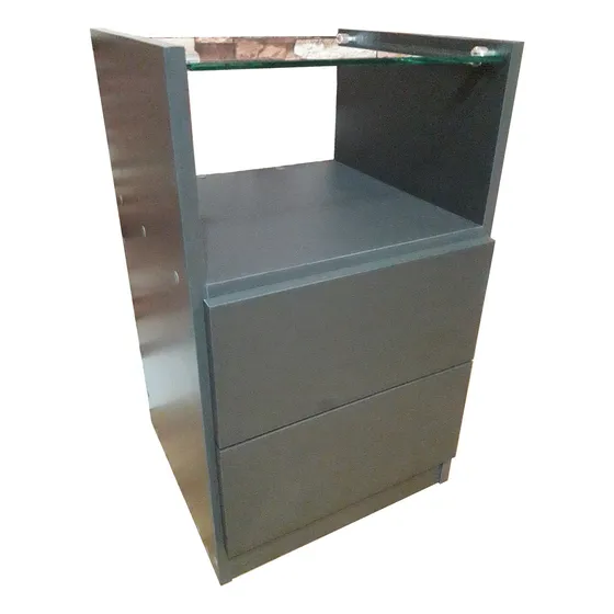 Criado C/ Led Chaves Rodinhas Tomada Tamp Vidro, A60 L35 P32