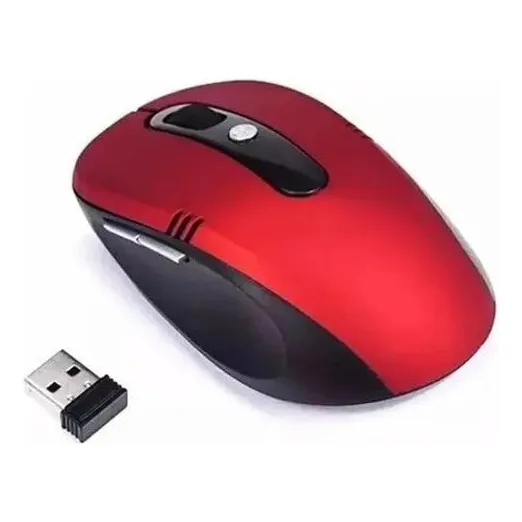 Mouse Sem Fio Wireless 2.4ghz Usb Alcance 10m Vermelho