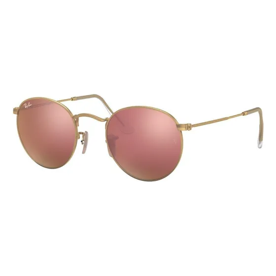 Anteojos de sol Ray-Ban Round Flash Lenses talle Standard armazón matte gold y lente copper