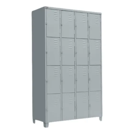 Armário Locker Roupeiro De Aço 16 Portas Academia Cinza