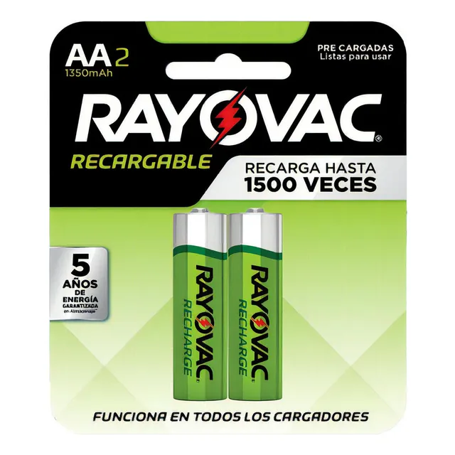 Rayovac pilas Recargable AA 1350mah pack x2 unidades