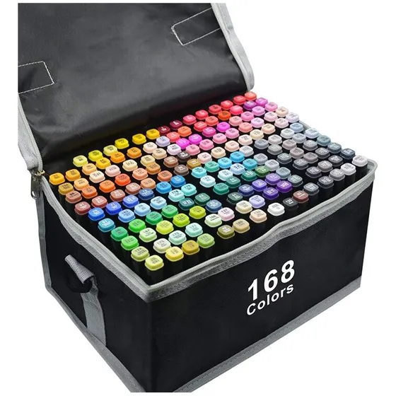 Marcadores Doble Punta Dibujos Base De Alcohol 168 Colores