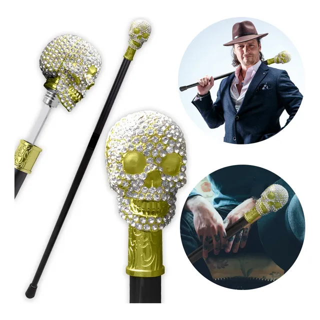 Bengala Com Espada Cajado Caveira Cristais Adaga Original