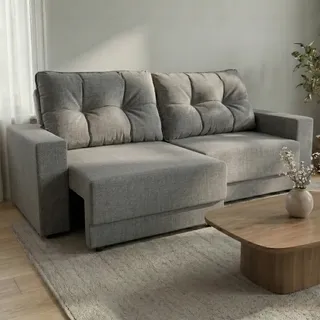 Sofá 3 Lugares Retrátil Lubeck Linho Cinza