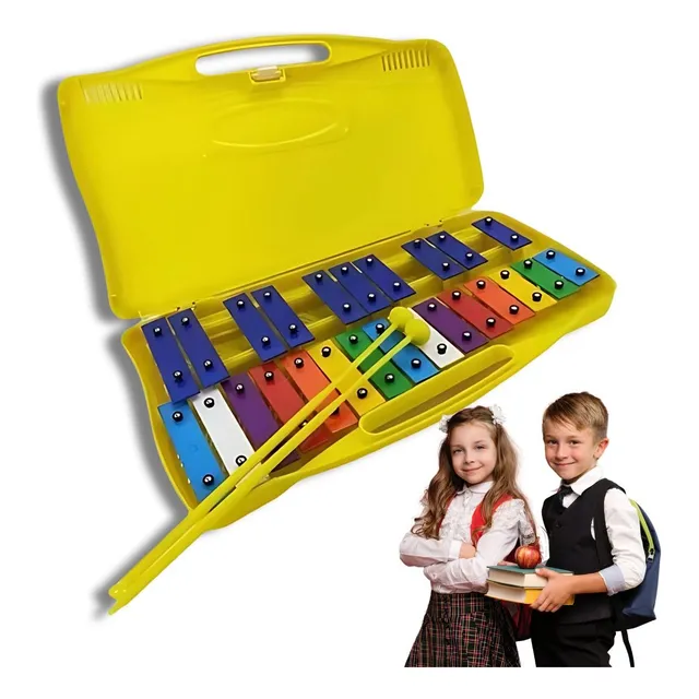 Metalofono 25 Notas Cromático Placas Colores Didactico Color Amarillo