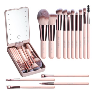 Juego De Brochas De Maquillaje Bs-mall De Viaje Con Espejo Juego De Brochas De Maquillaje Bs-mall De Viaje Con Espejo