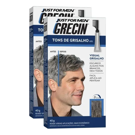 Kit 2 Tinturas Em Gel Grecin Tons De Grisalho 40g