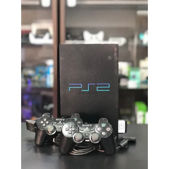 Playstation 2 Fat O.p.l 64gb 02 Controles Orig Com Fio + Memory Card + Jogos Produto Usado