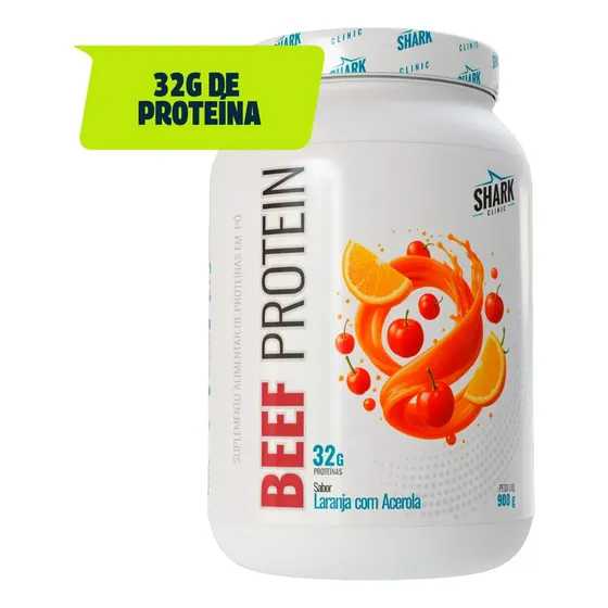 Proteína bovina isolada Shark Pro Whey Beef Zero Lac 900G em pó sabor Laranja com acerola x 900g