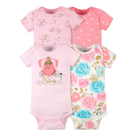 Pack De 4  Bodys Manga Corta Algodon Gerber Importado Bebe