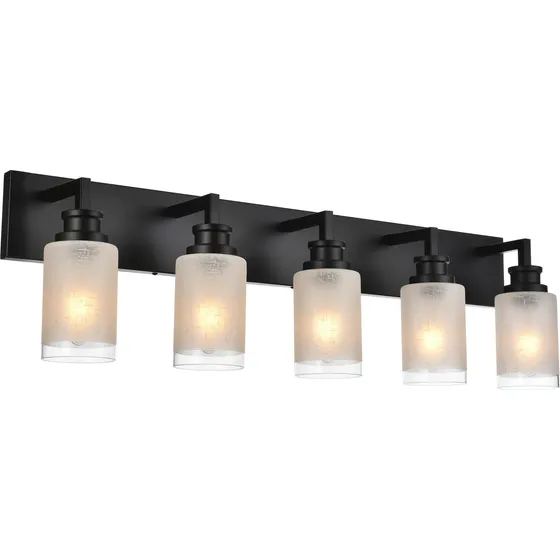 Lampara Baño Espejo Negro Mate 5 Luz Casa Rural Pared
