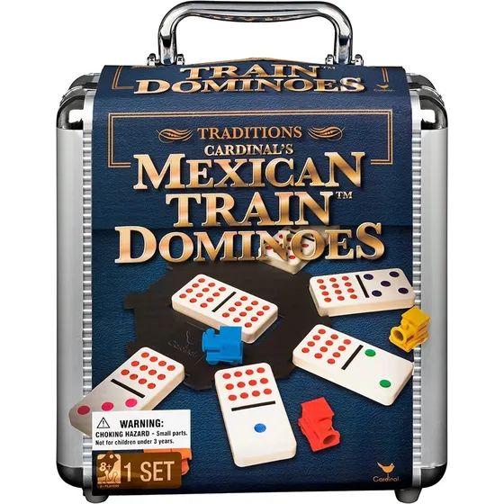 Juego De Dominó Mexicano Con Caja De Aluminio Tren Cardinal