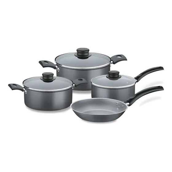 Bateria De Cocina Tramontina Turim 7 Piezas Teflón Aluminio Color Gris 20298676