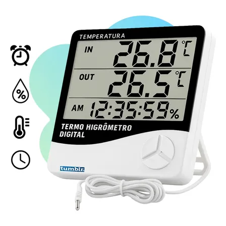 Relógio Termo Higrômetro Digital Com Sensor Externo Interno Medidor De Temperatura Umidade Ar Termômetro De Ambiente Tumblr