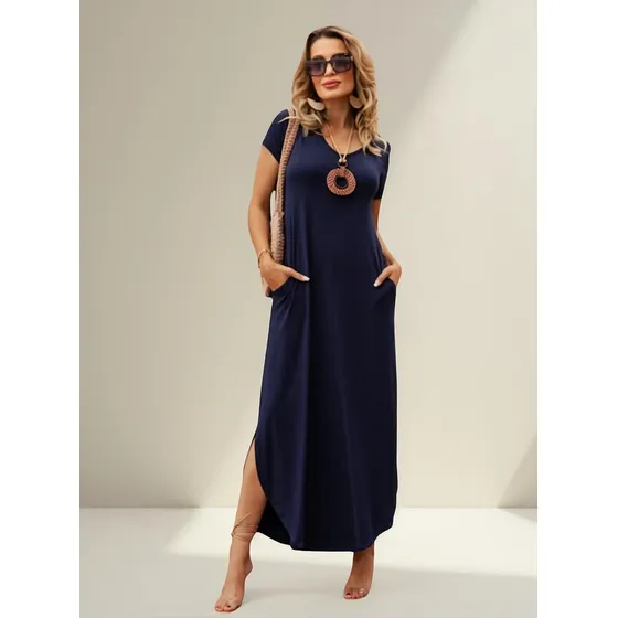Vestido Longo Solto Confortável Estilo Comfy Sem Bojo 