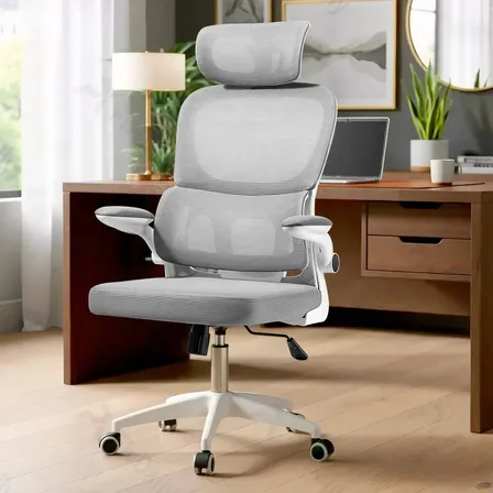 Cadeira Escritório Presidente Ergonômica Preta Giratória 360 Graus Tecido Mesh Premium Suporte Lombar Apoio Cabeça Assento Ampliado Regulagem Altura Home Office Cinza Forestory L750 Algodão