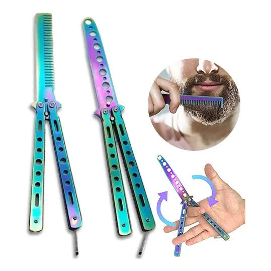 Cuchillo Mariposa Peine Made De Entrenamiento Y Peine 2pcs
