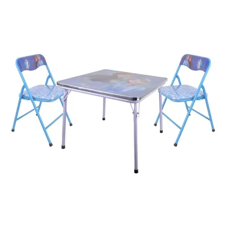 Mesa Infantil Didáctica Plegable + 2 Sillas Plastico/metal