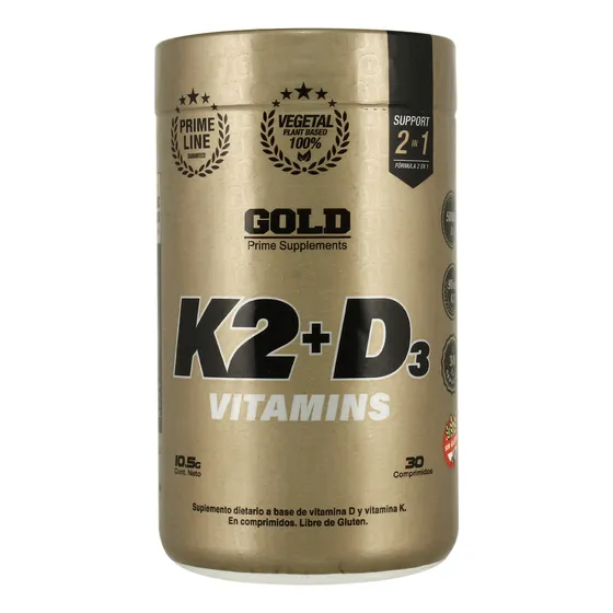 Gold Nutrition Vitaminas K2 + D3 Vegetal Suplemento 30c Sabor K2 D3
