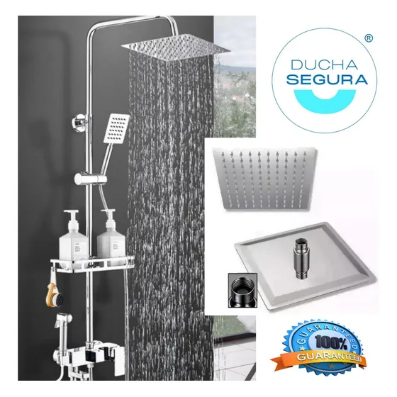 Ducha De Pared Grande Metal Cuadrada Cromado 8 X 8 Pulgadas
