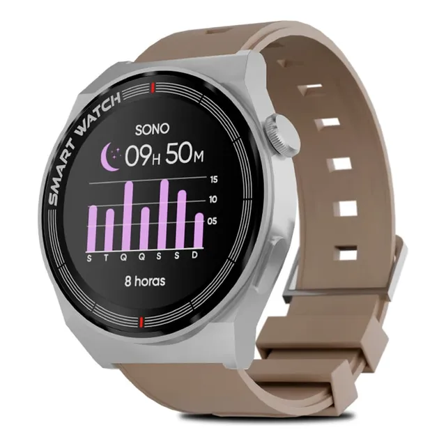 Relógio Smartwatch Touch 1,28 Ip67 Gt Classic Bege Goldentec