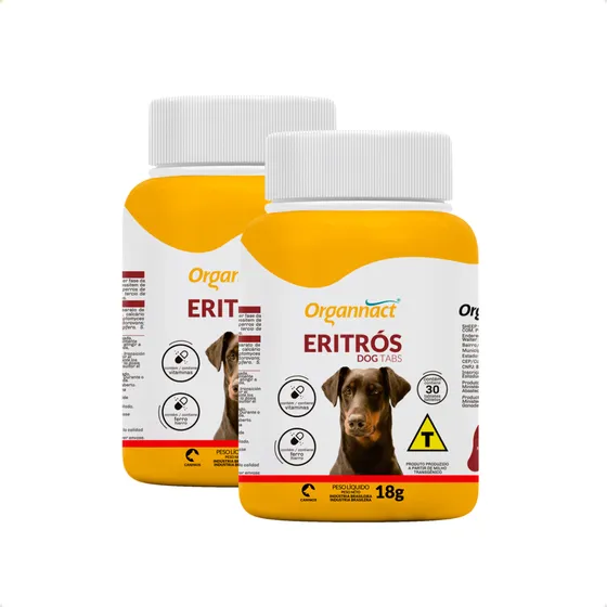 Kit 2 Eritrós Dog Tabs 18g 30 Comprimidos Vitamina Organnact
