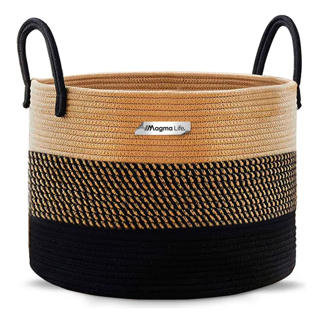 Magma Life Cesto Extra Grande Para Ropa Sucia de Cuerda Tejida con Asas, Cesto Decorativo para Juguetes y Sábanas, Canasta Organizadora Multiusos, la Solución Perfecta para Mantener Todo en Orden