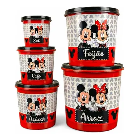 Jogo De Mantimentos Mickey C/5 Peças
