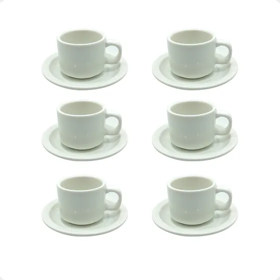 Set  X6 Taza Y Plato Cafe Chico Porcelana Desayuno Tacita