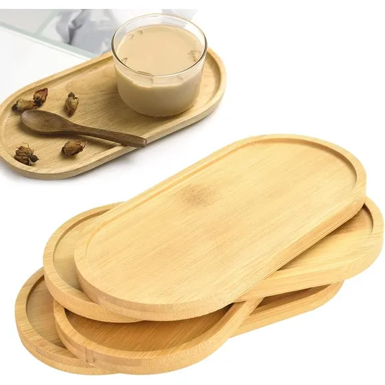 Bandeja Ovalada De Bambú, Bandeja Pequeña De Bambú Para Serv