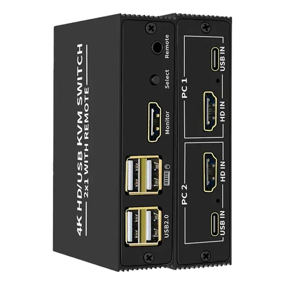 Chaveador Hub Switch Kvm Hdmi Usb 2 Portas Hdcp 2.0 4k 