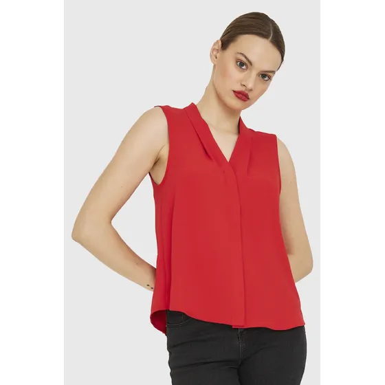 Blusa Escote V Sin Mangas Rojo Nicopoly