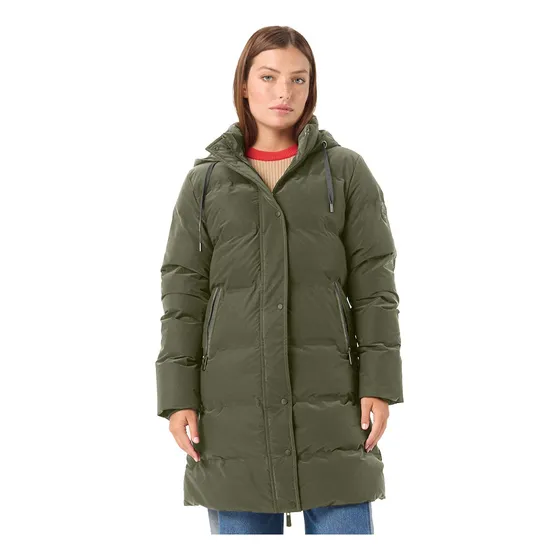 Campera Mujer Oreiro Love Larga Maxi Impermeable Con Capucha