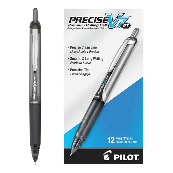 Caja De 12 Plumas Retráctiles Pilot Precise Rt V7 0.7mm