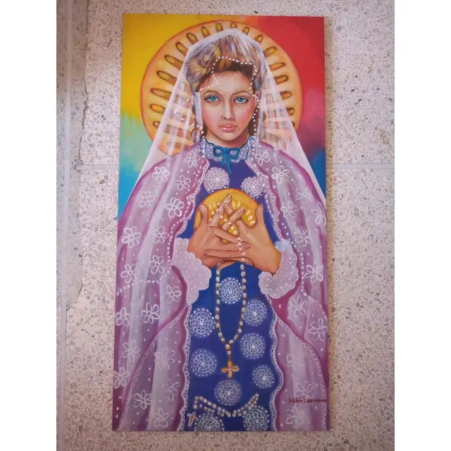 Cuadro De La Virgen María Pintado Al Oleo