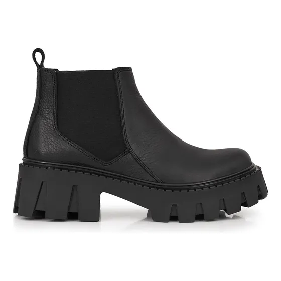 Bota Mujer Cuero Botineta Plataforma Elasticos Briganti Taco