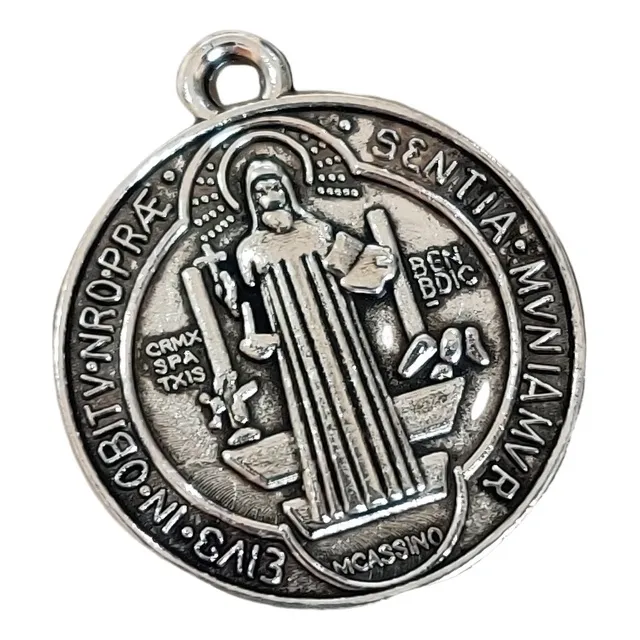 Medalla Dije San Benito Acero Inoxidable Rosario Pulsera 2cm