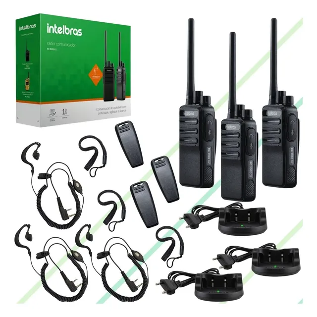 Kit 6 Rádio Comunicador Intelbras Uhf Rc3002 + 6 Fone Ouvido