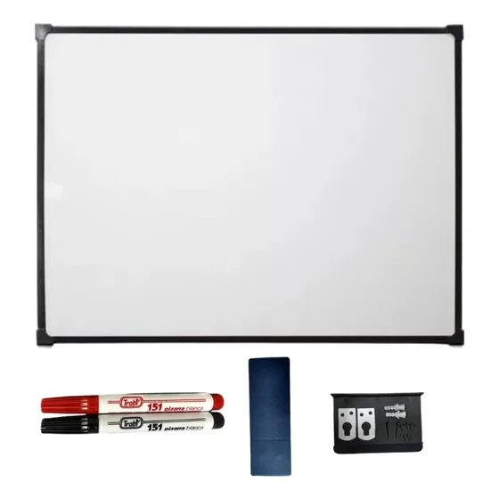 Pizarra Blanca 60x80 Borde Metálico + Combo Mercadoenvio