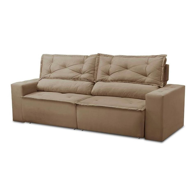 Sofá Retrátil Reclinável C Molas 1,50m Livia Suede Cappucino Sofá Retrátil Reclinável C Molas 1,50m Livia Suede Cappucino