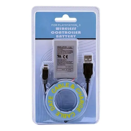 Kit Bateria Manete Controle Ps3 + Cabo Usb 1800 Mah
