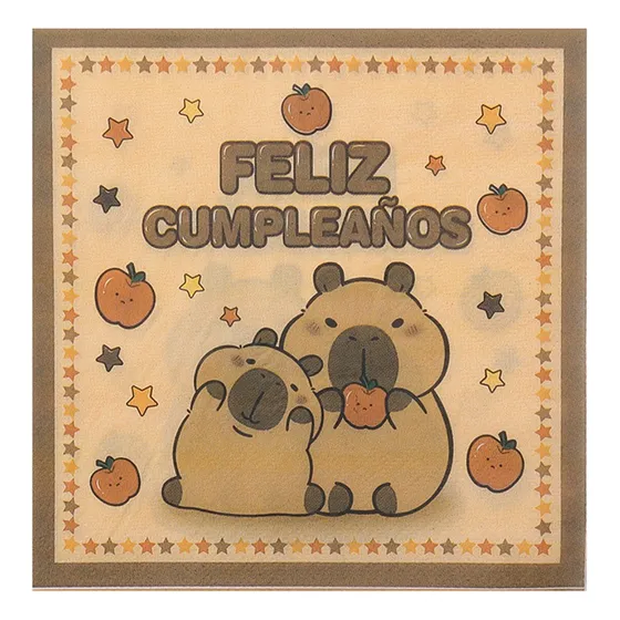16 Servilletas De Papel Capibara Capybara Feliz Cumpleaños