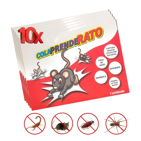 Kit 10 Unidades Ratoeira Adesiva Cola Rato Aranha Barata