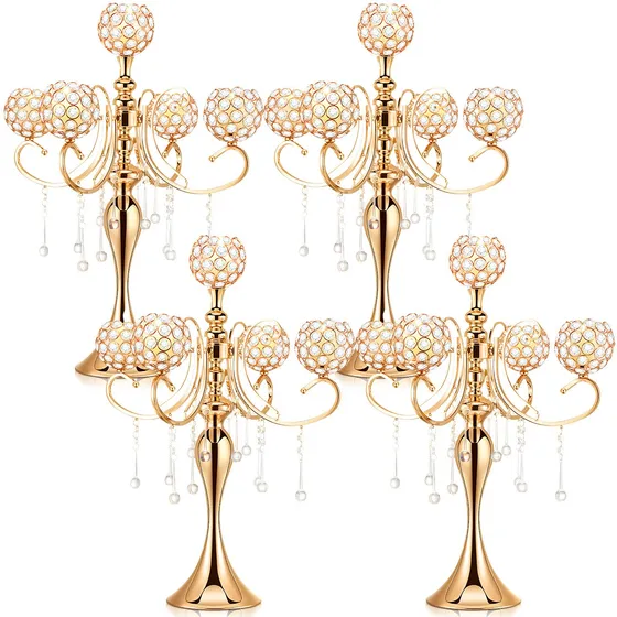 4 Candelabro Cristal 25.6  5 Brazo Centro Mesa Dorado Formal